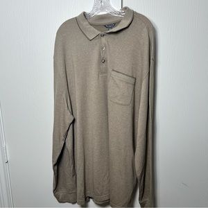 Van Heusen Tan Long Sleeve Polo Shirt Size 3XLT NEW